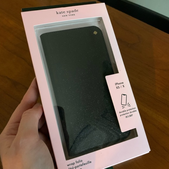 Kate Spade ♠️ Black Sparkle iPhone X/XS Wrapfolio - Picture 6 of 6